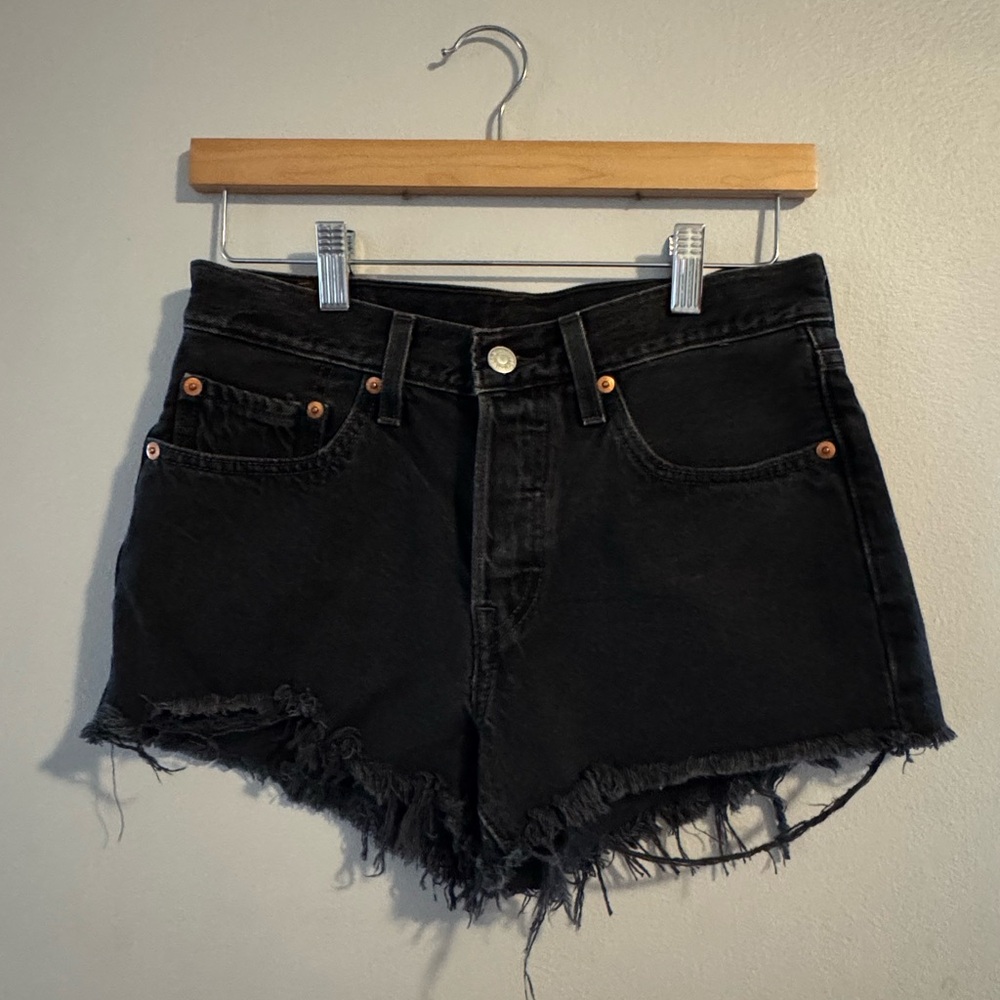 Levi's Black Distressed Jean Shorts